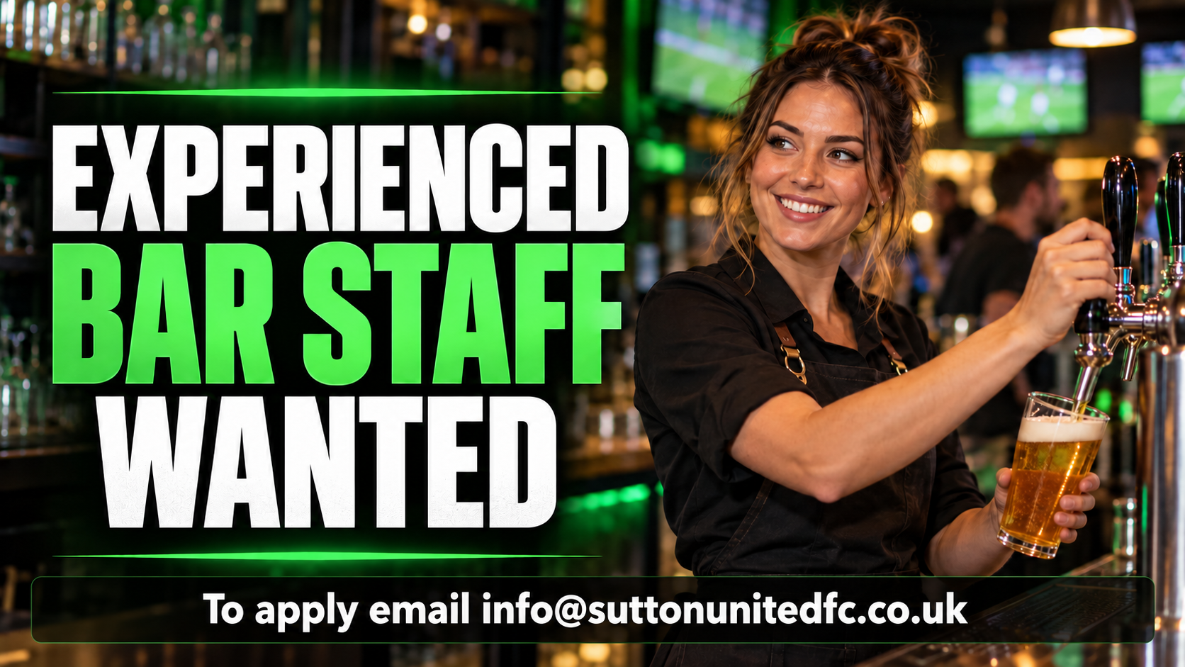 SUFC Recruiting Bar Staff NOW!