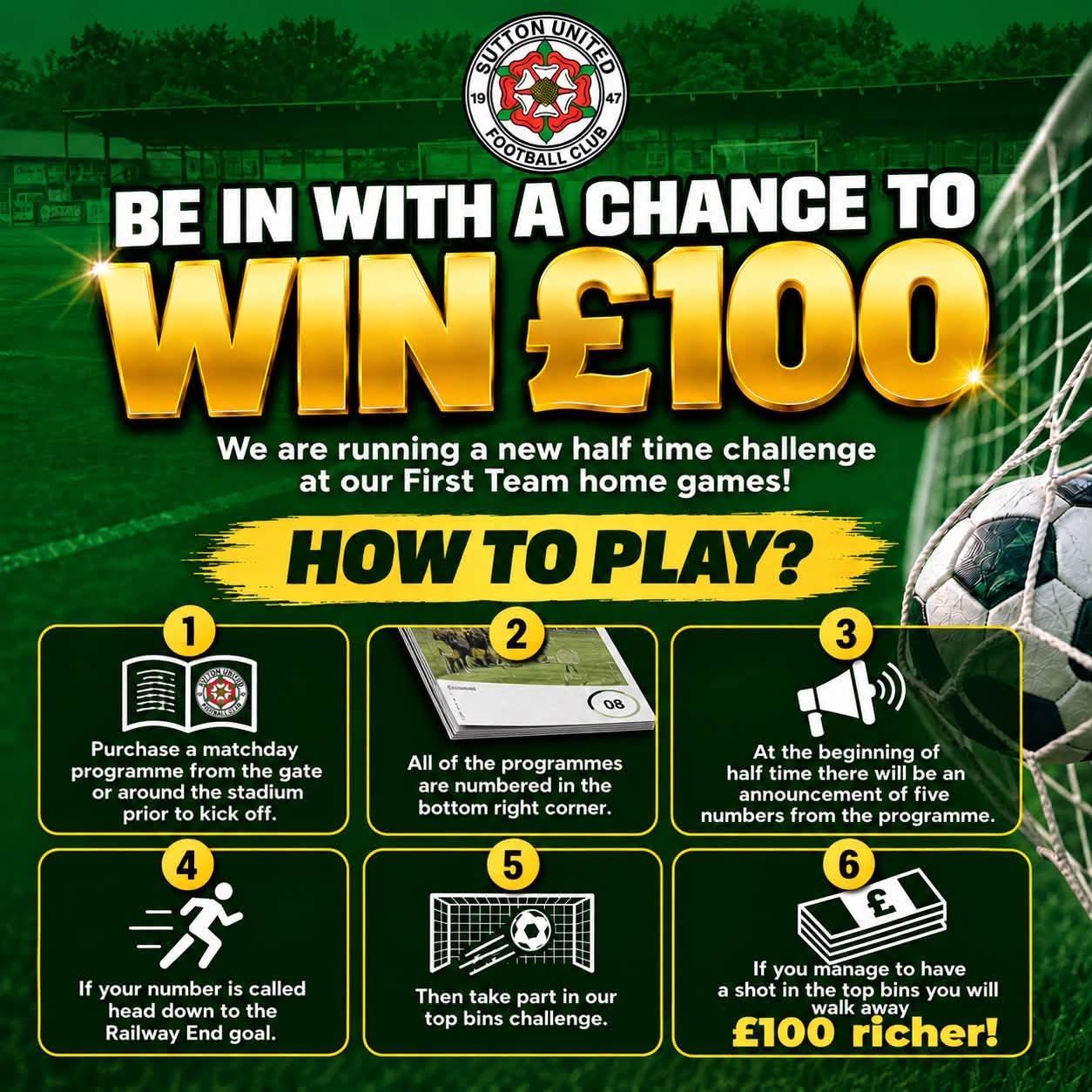 SUFC Top Bins, Half-time Challenge!