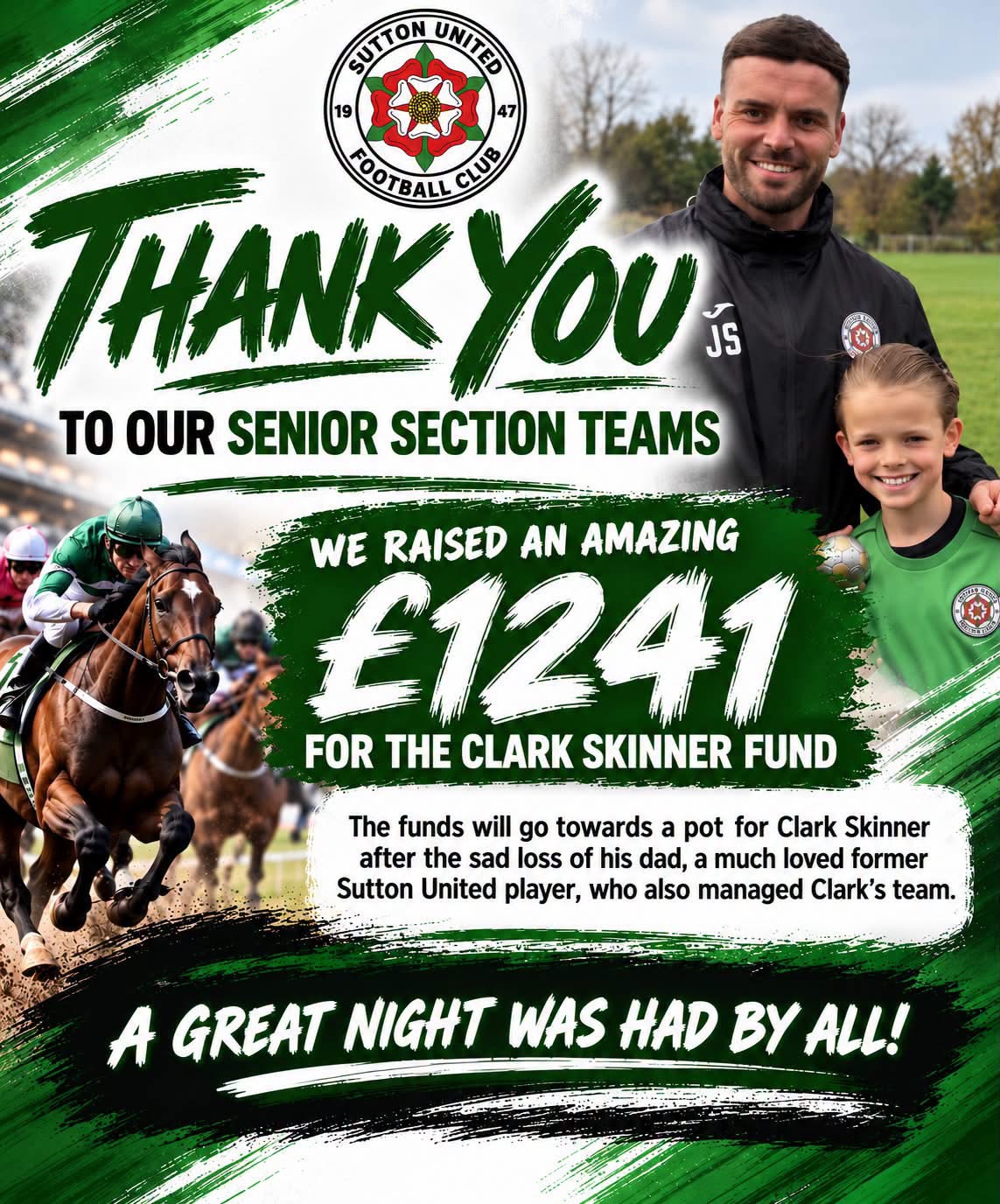 £1241 raised on Senior Night!